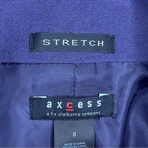 SIZE 6 AXCESS WOMENS PURPLE BLAZER 3/4 SLEEVE LINED BUTTON FRONT - Picture 9 of 11